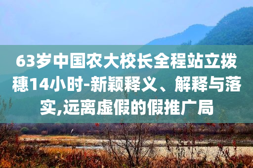63歲中國農(nóng)大校長全程站立撥穗14小時(shí)-新穎釋義、解釋與落實(shí),遠(yuǎn)離虛假的假推廣局
