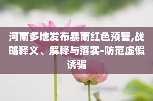 河南多地發(fā)布暴雨紅色預(yù)警,戰(zhàn)略釋義、解釋與落實(shí)-防范虛假誘騙