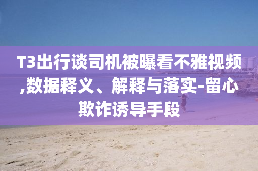 T3出行談司機被曝看不雅視頻,數(shù)據(jù)釋義、解釋與落實-留心欺詐誘導手段