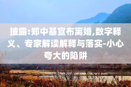披露:鄭中基宣布離婚,數(shù)字釋義、專家解讀解釋與落實-小心夸大的陷阱