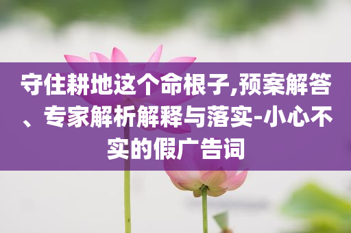 守住耕地這個命根子,預(yù)案解答、專家解析解釋與落實-小心不實的假廣告詞