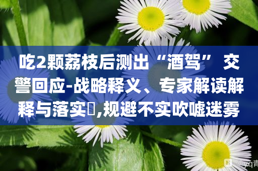 吃2顆荔枝后測(cè)出“酒駕” 交警回應(yīng)-戰(zhàn)略釋義、專家解讀解釋與落實(shí)?,規(guī)避不實(shí)吹噓迷霧