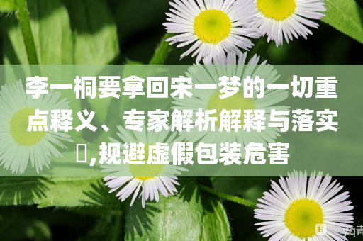 李一桐要拿回宋一夢的一切重點釋義、專家解析解釋與落實?,規(guī)避虛假包裝危害