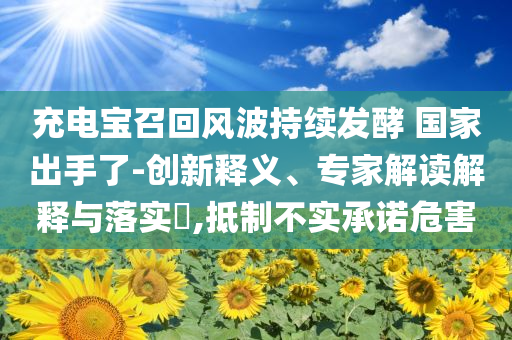充電寶召回風(fēng)波持續(xù)發(fā)酵 國家出手了-創(chuàng)新釋義、專家解讀解釋與落實?,抵制不實承諾危害