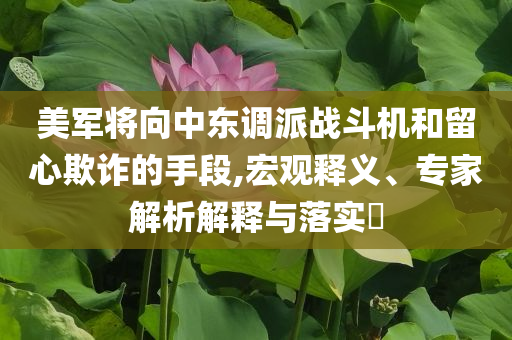 美軍將向中東調(diào)派戰(zhàn)斗機(jī)和留心欺詐的手段,宏觀釋義、專家解析解釋與落實?