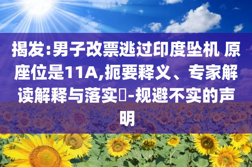 揭發(fā):男子改票逃過印度墜機(jī) 原座位是11A,扼要釋義、專家解讀解釋與落實?-規(guī)避不實的聲明