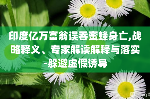 印度億萬富翁誤吞蜜蜂身亡,戰(zhàn)略釋義、專家解讀解釋與落實-躲避虛假誘導(dǎo)