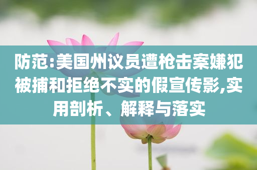 防范:美國州議員遭槍擊案嫌犯被捕和拒絕不實的假宣傳影,實用剖析、解釋與落實
