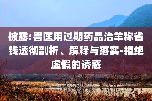 披露:獸醫(yī)用過期藥品治羊稱省錢透徹剖析、解釋與落實-拒絕虛假的誘惑
