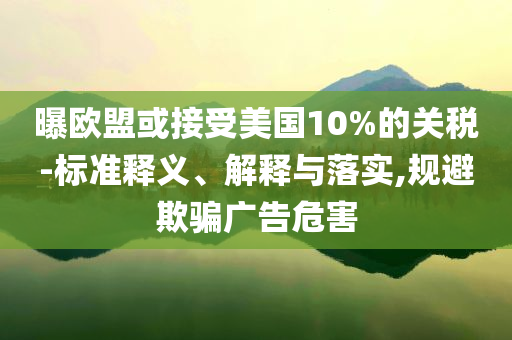 曝歐盟或接受美國10%的關(guān)稅-標(biāo)準(zhǔn)釋義、解釋與落實,規(guī)避欺騙廣告危害