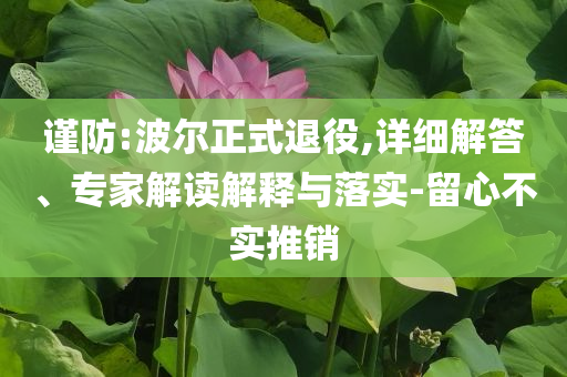 謹(jǐn)防:波爾正式退役,詳細(xì)解答、專家解讀解釋與落實(shí)-留心不實(shí)推銷