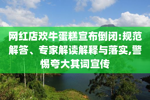 網(wǎng)紅店歡牛蛋糕宣布倒閉:規(guī)范解答、專家解讀解釋與落實(shí),警惕夸大其詞宣傳