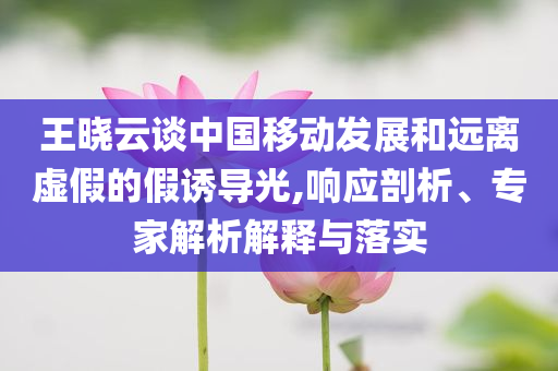 王曉云談中國移動發(fā)展和遠離虛假的假誘導(dǎo)光,響應(yīng)剖析、專家解析解釋與落實