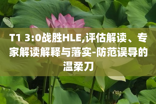 T1 3:0戰(zhàn)勝HLE,評(píng)估解讀、專(zhuān)家解讀解釋與落實(shí)-防范誤導(dǎo)的溫柔刀