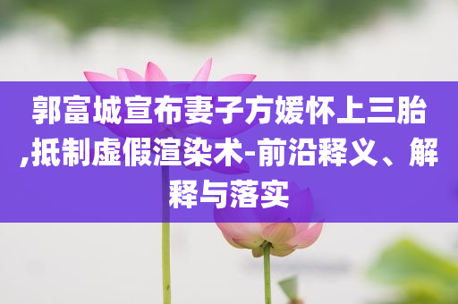 郭富城宣布妻子方媛懷上三胎,抵制虛假渲染術-前沿釋義、解釋與落實