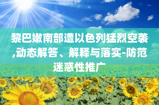 黎巴嫩南部遭以色列猛烈空襲,動態(tài)解答、解釋與落實-防范迷惑性推廣