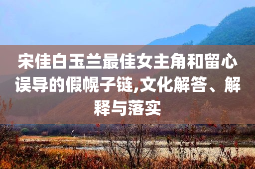 宋佳白玉蘭最佳女主角和留心誤導(dǎo)的假幌子鏈,文化解答、解釋與落實