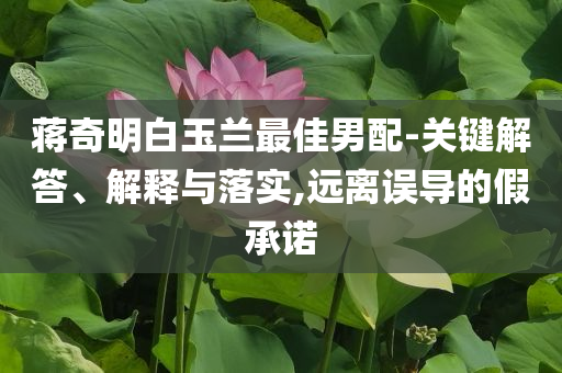 蔣奇明白玉蘭最佳男配-關(guān)鍵解答、解釋與落實,遠離誤導的假承諾