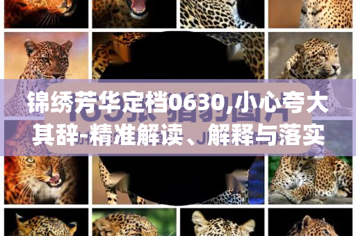 錦繡芳華定檔0630,小心夸大其辭-精準(zhǔn)解讀、解釋與落實(shí)