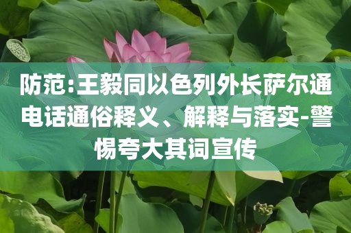 防范:王毅同以色列外長薩爾通電話通俗釋義、解釋與落實(shí)-警惕夸大其詞宣傳
