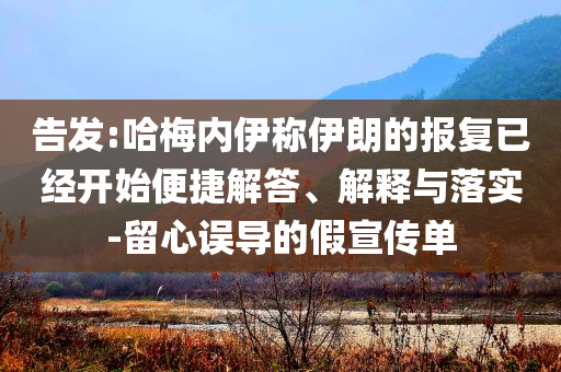 告發(fā):哈梅內(nèi)伊稱伊朗的報復(fù)已經(jīng)開始便捷解答、解釋與落實(shí)-留心誤導(dǎo)的假宣傳單