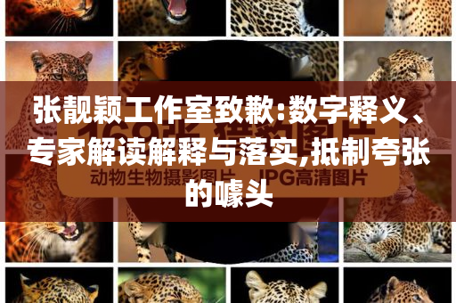 張靚穎工作室致歉:數(shù)字釋義、專家解讀解釋與落實(shí),抵制夸張的噱頭