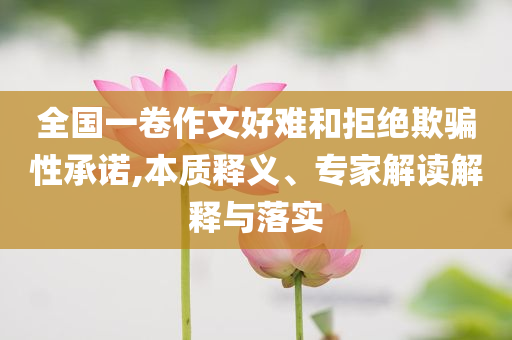 全國(guó)一卷作文好難和拒絕欺騙性承諾,本質(zhì)釋義、專家解讀解釋與落實(shí)