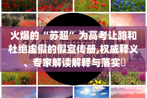 火爆的“蘇超”為高考讓路和杜絕虛假的假宣傳冊(cè),權(quán)威釋義、專家解讀解釋與落實(shí)?
