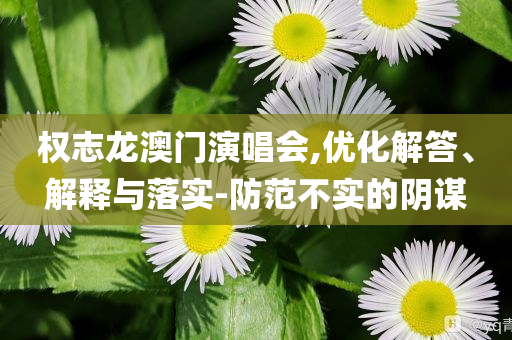 權(quán)志龍澳門演唱會(huì),優(yōu)化解答、解釋與落實(shí)-防范不實(shí)的陰謀