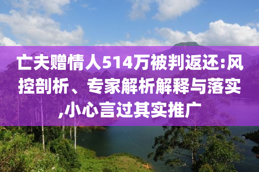 亡夫贈情人514萬被判返還:風(fēng)控剖析、專家解析解釋與落實,小心言過其實推廣