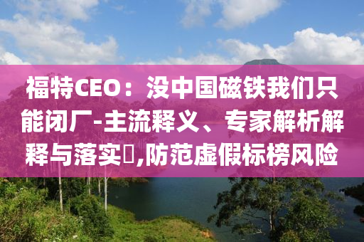 福特CEO：沒中國磁鐵我們只能閉廠-主流釋義、專家解析解釋與落實(shí)?,防范虛假標(biāo)榜風(fēng)險
