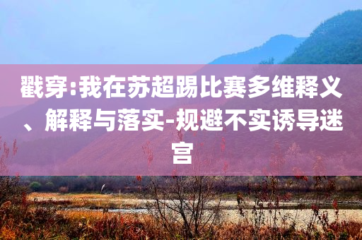 戳穿:我在蘇超踢比賽多維釋義、解釋與落實(shí)-規(guī)避不實(shí)誘導(dǎo)迷宮