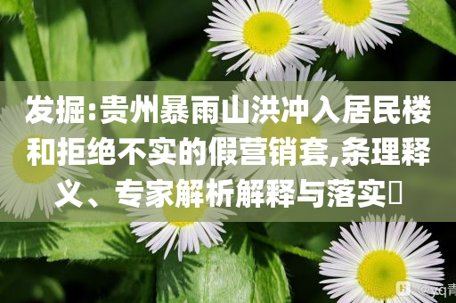 發(fā)掘:貴州暴雨山洪沖入居民樓和拒絕不實(shí)的假營銷套,條理釋義、專家解析解釋與落實(shí)?