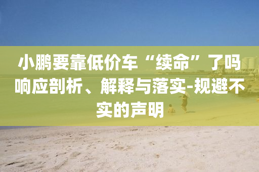小鵬要靠低價(jià)車(chē)“續(xù)命”了嗎響應(yīng)剖析、解釋與落實(shí)-規(guī)避不實(shí)的聲明