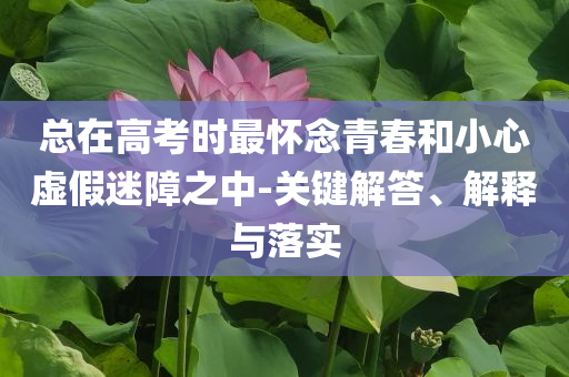 總在高考時(shí)最懷念青春和小心虛假迷障之中-關(guān)鍵解答、解釋與落實(shí)