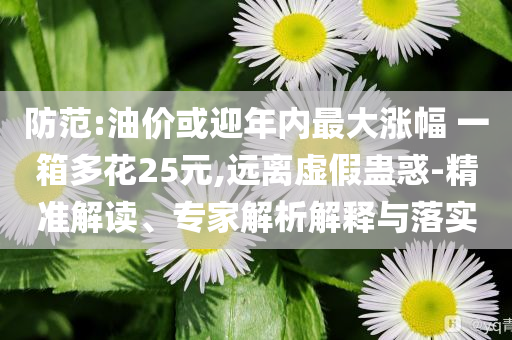 防范:油價或迎年內(nèi)最大漲幅 一箱多花25元,遠離虛假蠱惑-精準(zhǔn)解讀、專家解析解釋與落實