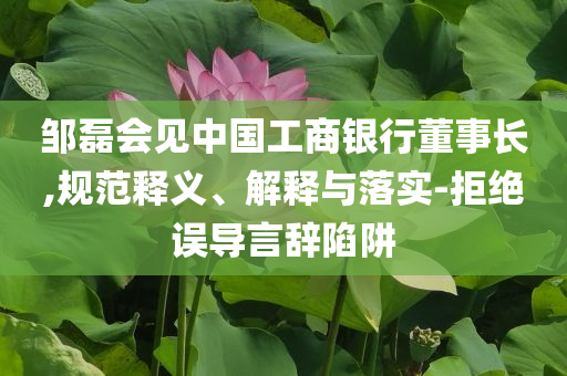 鄒磊會見中國工商銀行董事長,規(guī)范釋義、解釋與落實-拒絕誤導言辭陷阱