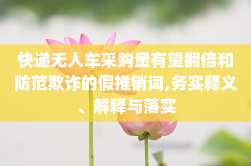 快遞無人車采購量有望翻倍和防范欺詐的假推銷詞,務(wù)實(shí)釋義、解釋與落實(shí)
