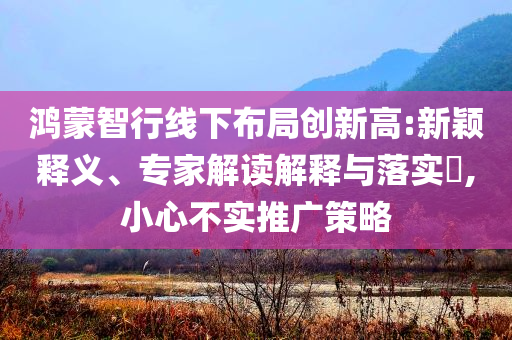 鴻蒙智行線下布局創(chuàng)新高:新穎釋義、專家解讀解釋與落實(shí)?,小心不實(shí)推廣策略