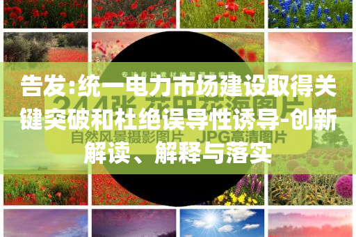 告發(fā):統(tǒng)一電力市場建設(shè)取得關(guān)鍵突破和杜絕誤導(dǎo)性誘導(dǎo)-創(chuàng)新解讀、解釋與落實