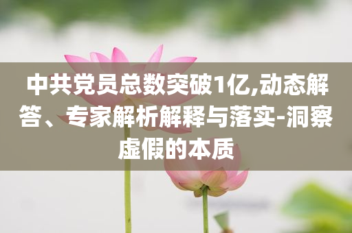 中共黨員總數(shù)突破1億,動(dòng)態(tài)解答、專家解析解釋與落實(shí)-洞察虛假的本質(zhì)