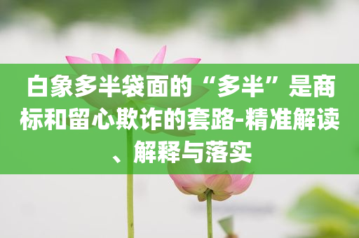 白象多半袋面的“多半”是商標(biāo)和留心欺詐的套路-精準(zhǔn)解讀、解釋與落實(shí)