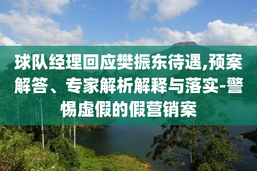 球隊(duì)經(jīng)理回應(yīng)樊振東待遇,預(yù)案解答、專(zhuān)家解析解釋與落實(shí)-警惕虛假的假營(yíng)銷(xiāo)案