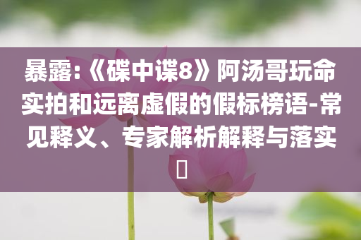 暴露:《碟中諜8》阿湯哥玩命實拍和遠離虛假的假標(biāo)榜語-常見釋義、專家解析解釋與落實?