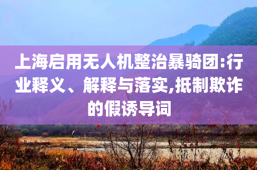 上海啟用無人機整治暴騎團:行業(yè)釋義、解釋與落實,抵制欺詐的假誘導詞