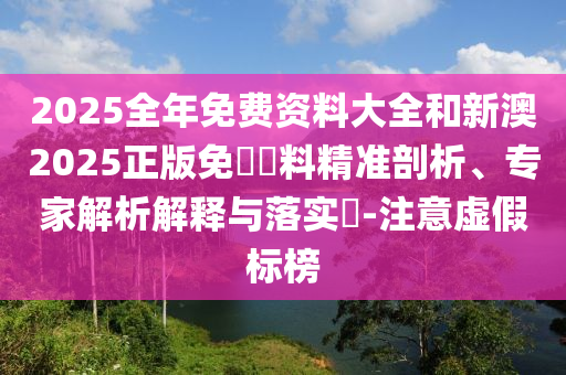 2025全年免費資料大全和新澳2025正版免費資料精準剖析、專家解析解釋與落實?-注意虛假標榜