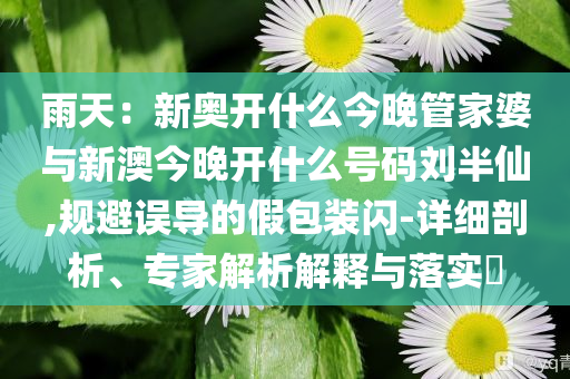 雨天：新奧開什么今晚管家婆與新澳今晚開什么號碼劉半仙,規(guī)避誤導(dǎo)的假包裝閃-詳細(xì)剖析、專家解析解釋與落實?