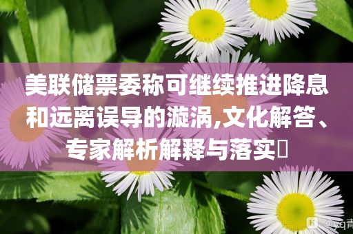 美聯(lián)儲(chǔ)票委稱可繼續(xù)推進(jìn)降息和遠(yuǎn)離誤導(dǎo)的漩渦,文化解答、專家解析解釋與落實(shí)?