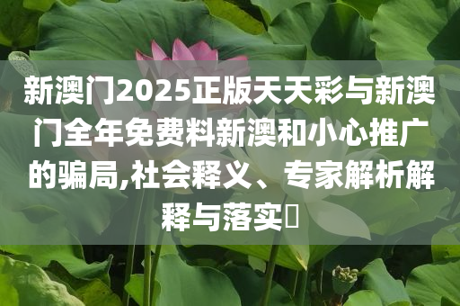 新澳門2025正版天天彩與新澳門全年免費(fèi)料新澳和小心推廣的騙局,社會釋義、專家解析解釋與落實(shí)?