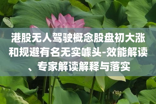 港股無人駕駛概念股盤初大漲和規(guī)避有名無實噱頭-效能解讀、專家解讀解釋與落實